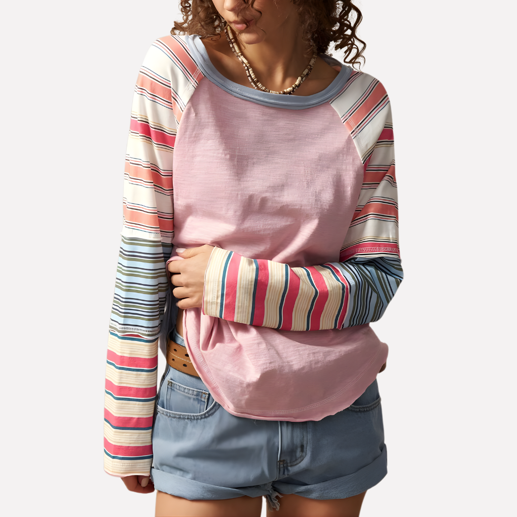 Women’s Striped Raglan Long Sleeve Top