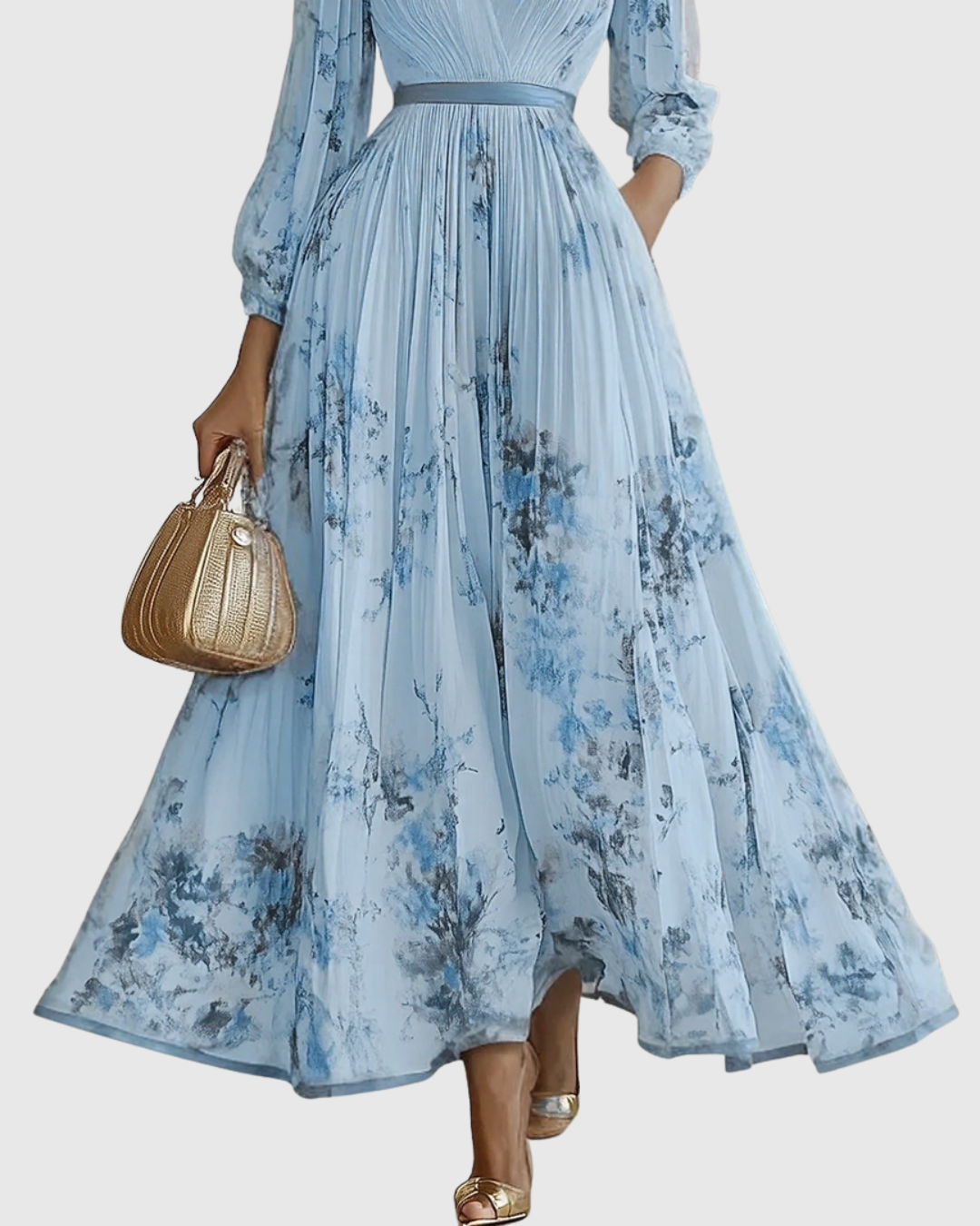 Women's Floral V-Neck Midi Dress