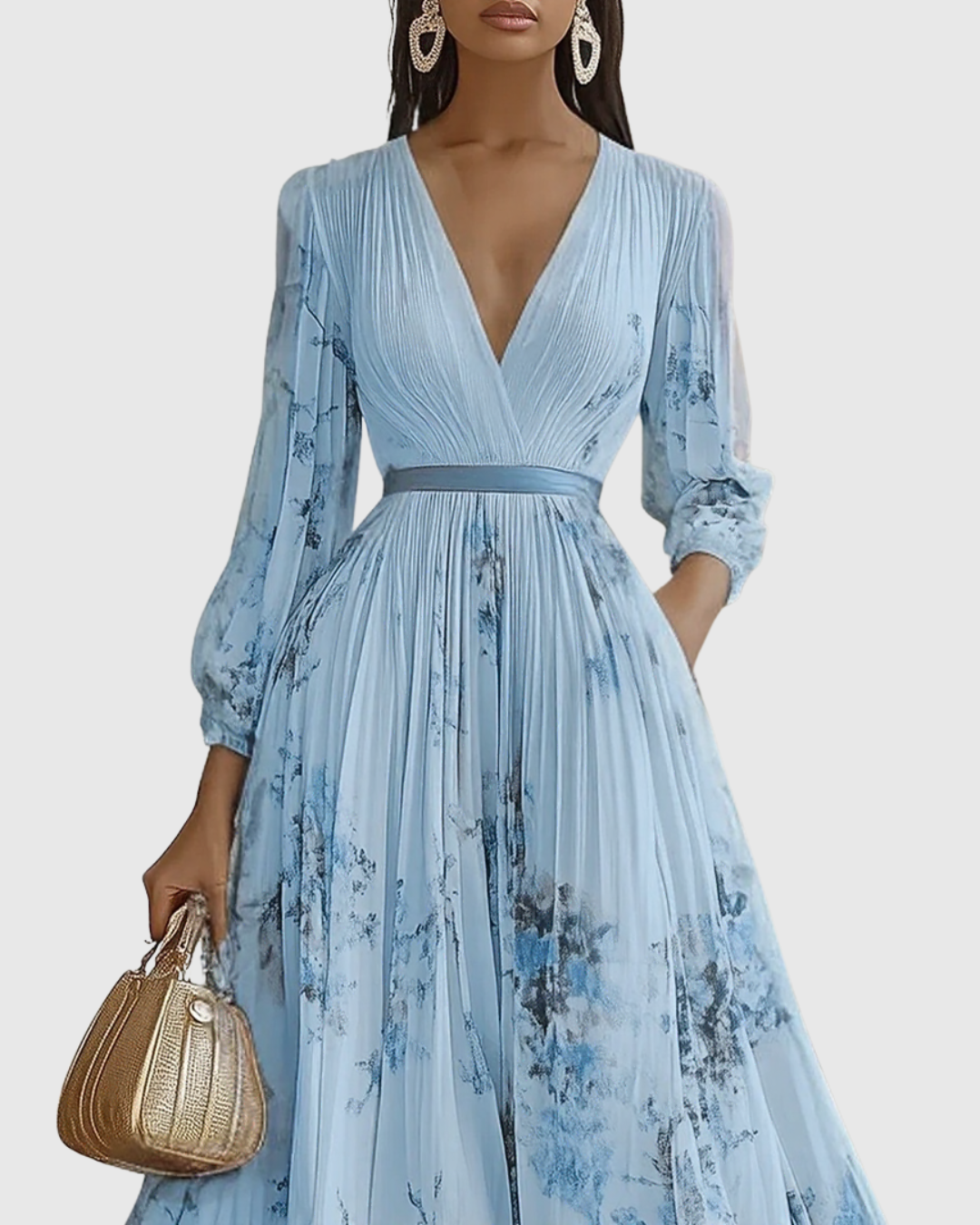 Women's Floral V-Neck Midi Dress