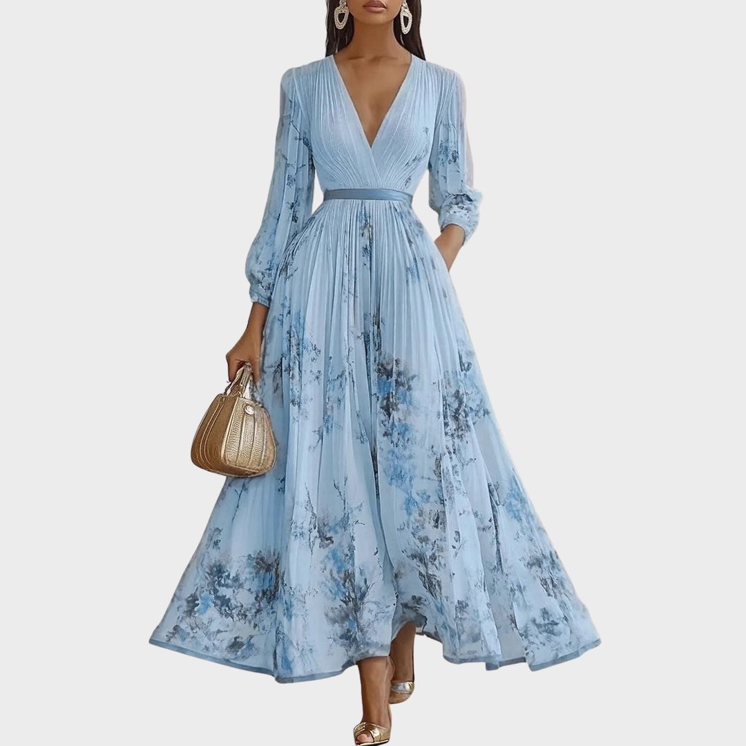 Women's Floral V-Neck Midi Dress