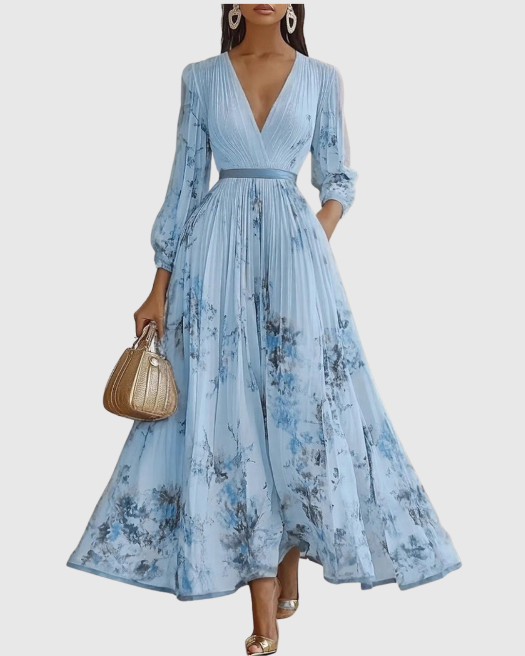 Women's Floral V-Neck Midi Dress