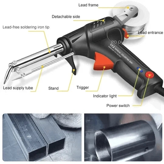 Automatic Soldering Gun with Wire Feed and Temperature Control for Electronics