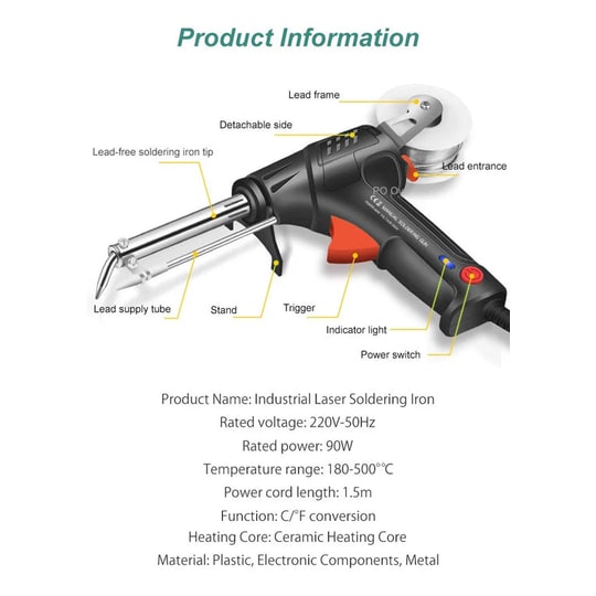 Automatic Soldering Gun with Wire Feed and Temperature Control for Electronics