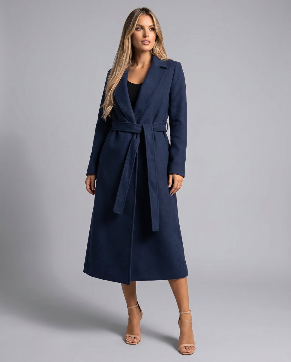 Florence | Belted Wool-Blend Long-Line Lapel Trench Coat