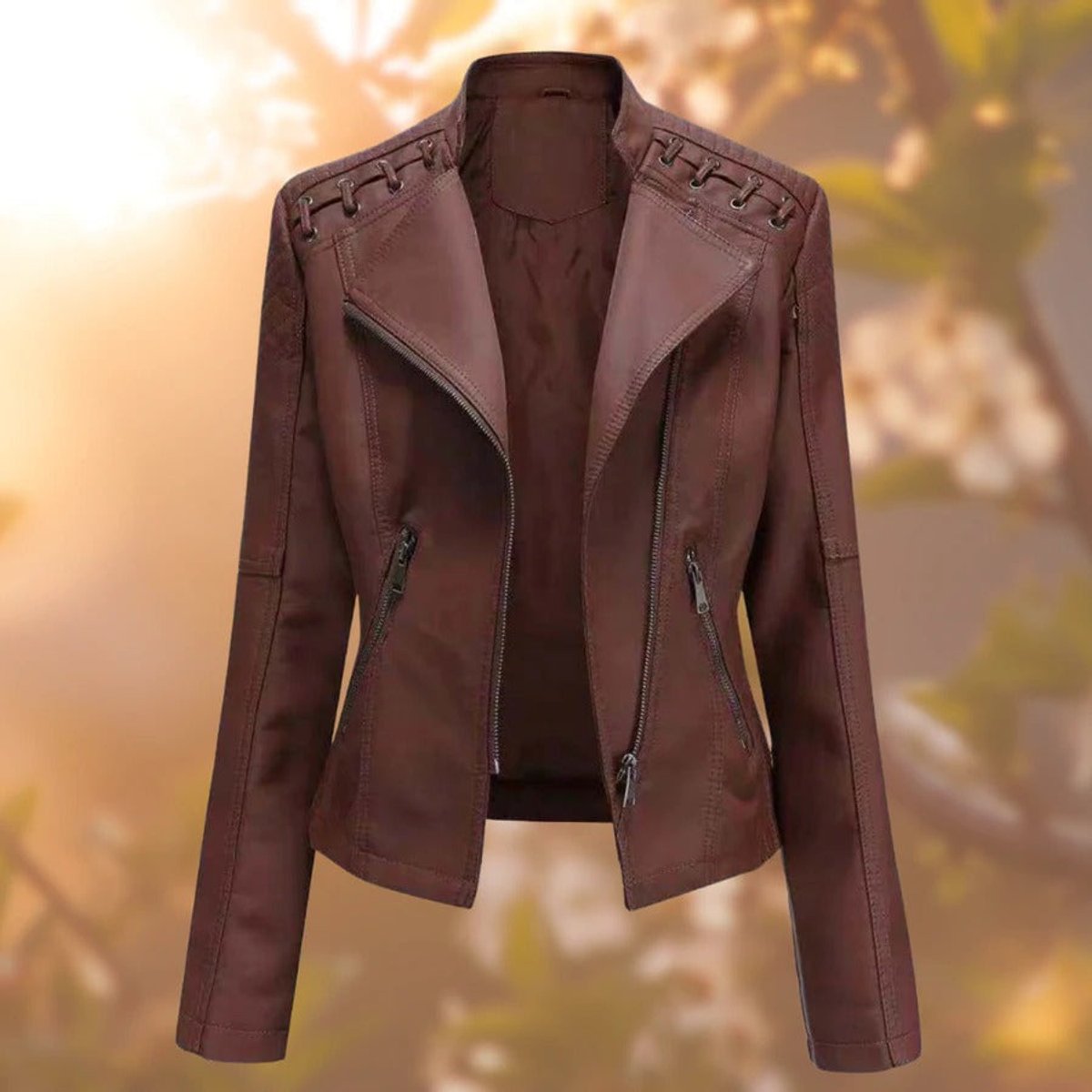 Tabitha | Biker-Style Zip-Up Leather Jacket
