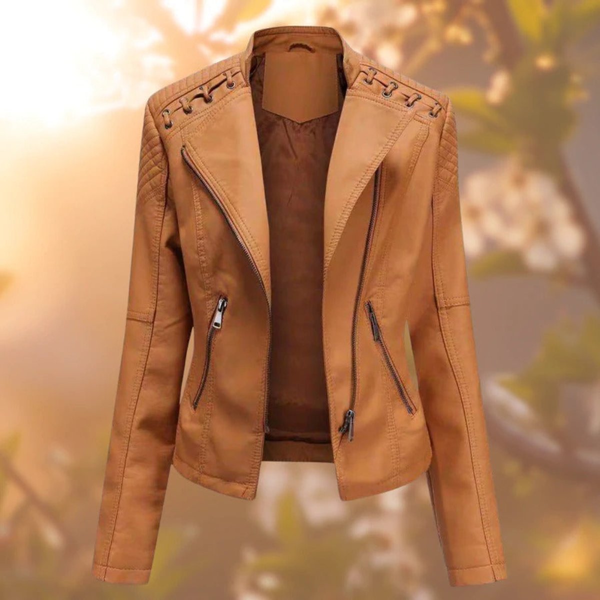 Tabitha | Biker-Style Zip-Up Leather Jacket
