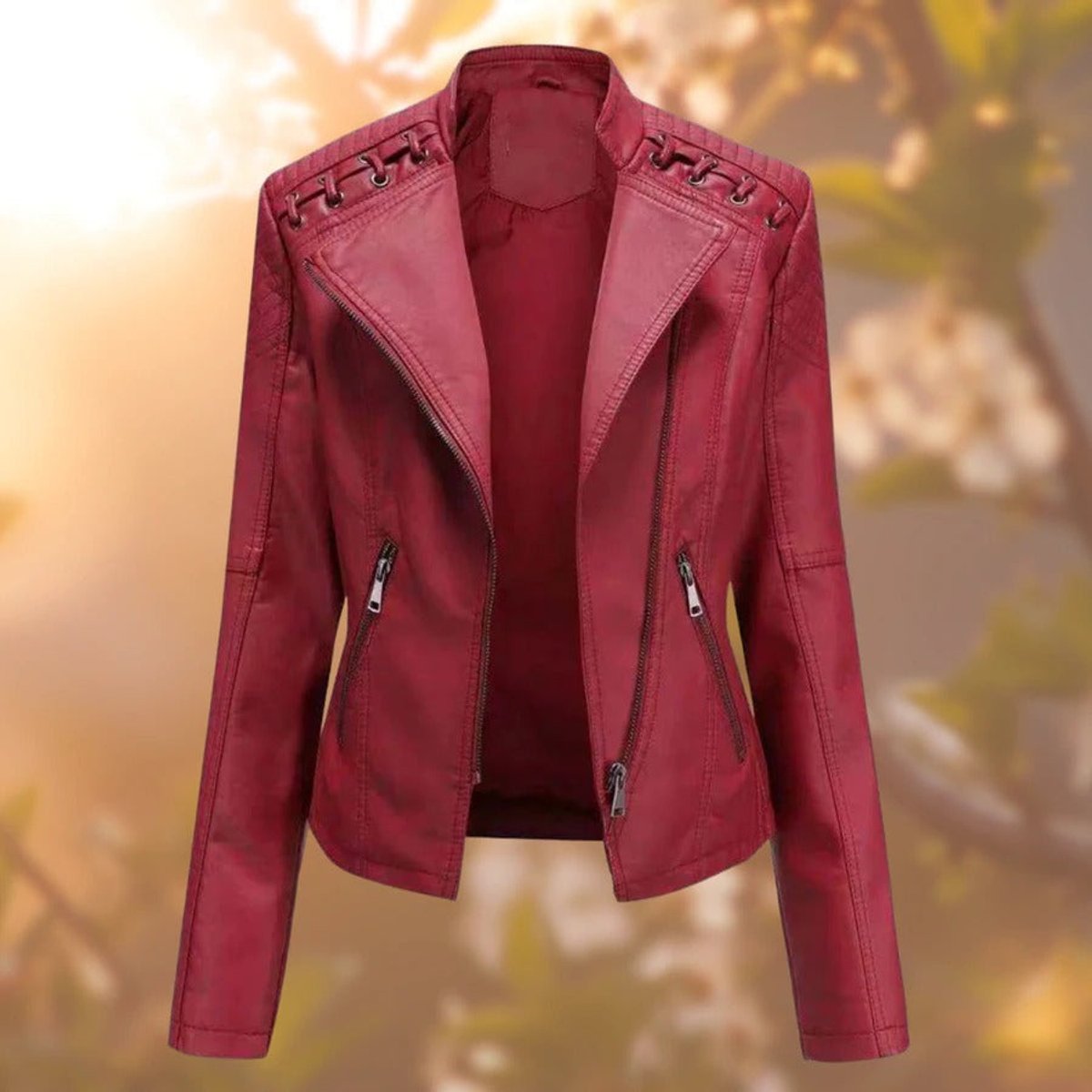 Tabitha | Biker-Style Zip-Up Leather Jacket