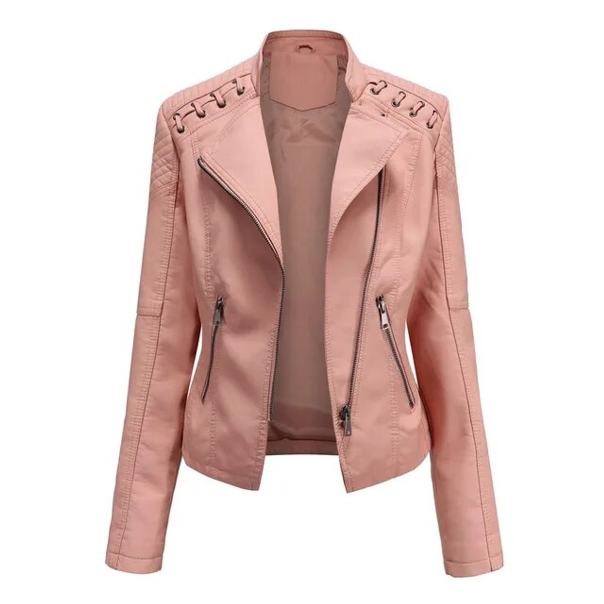 Tabitha | Biker-Style Zip-Up Leather Jacket