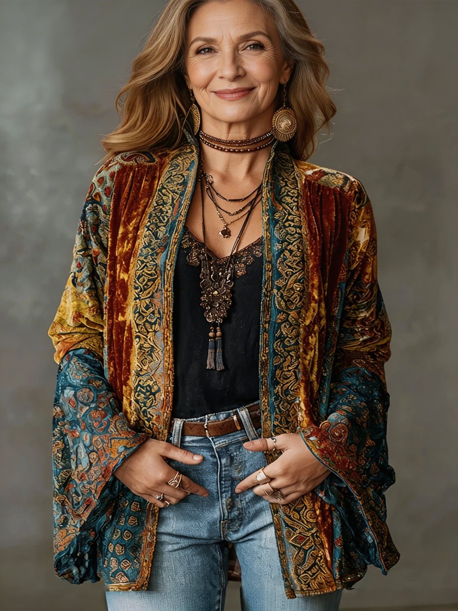 Theodora | Boho Vintage Loose-Fit Kimono Quilted Jacket