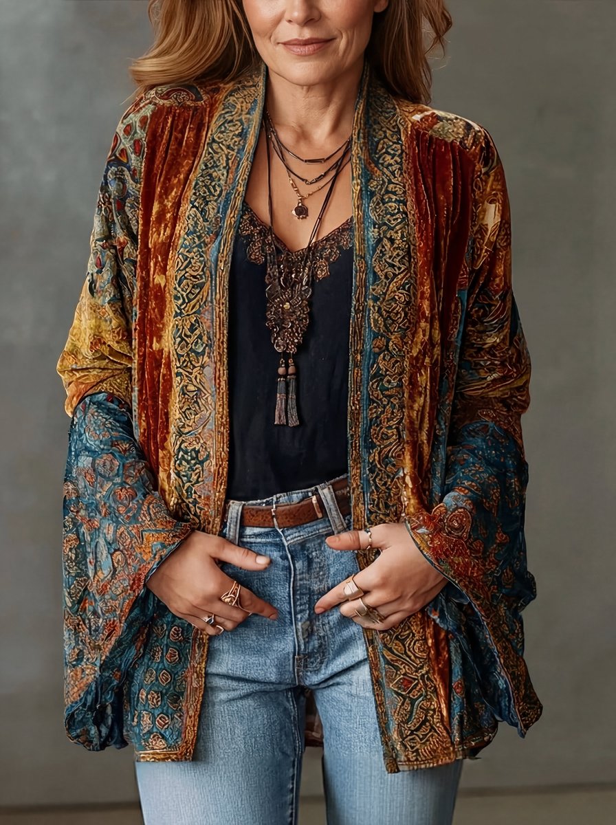 Theodora | Boho Vintage Loose-Fit Kimono Quilted Jacket