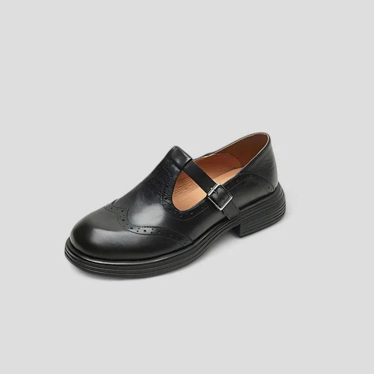 Mia | Women's Brogue Leather T-Strap Classic Boots