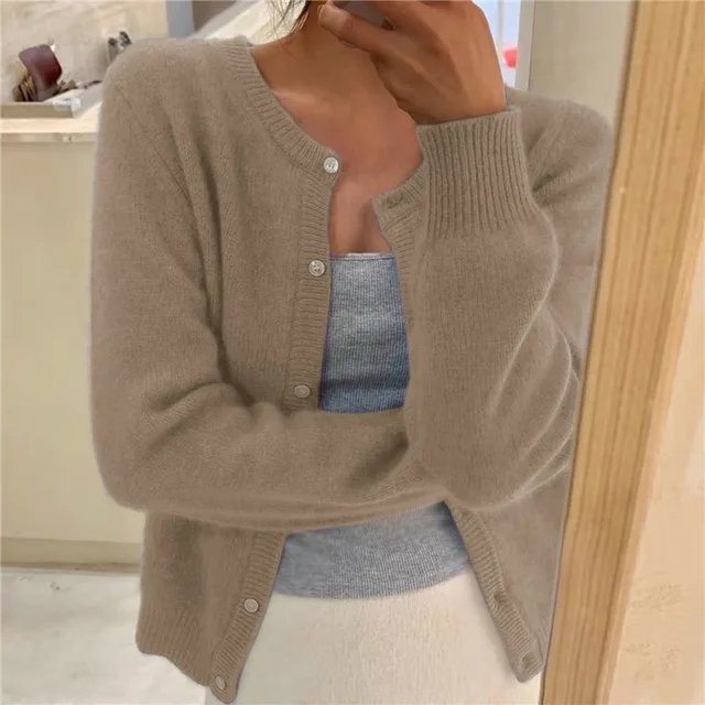Millie | Cashmere-Feel Crew Neck Cropped Cardigan
