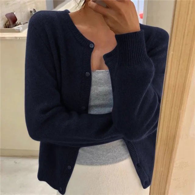 Millie | Cashmere-Feel Crew Neck Cropped Cardigan