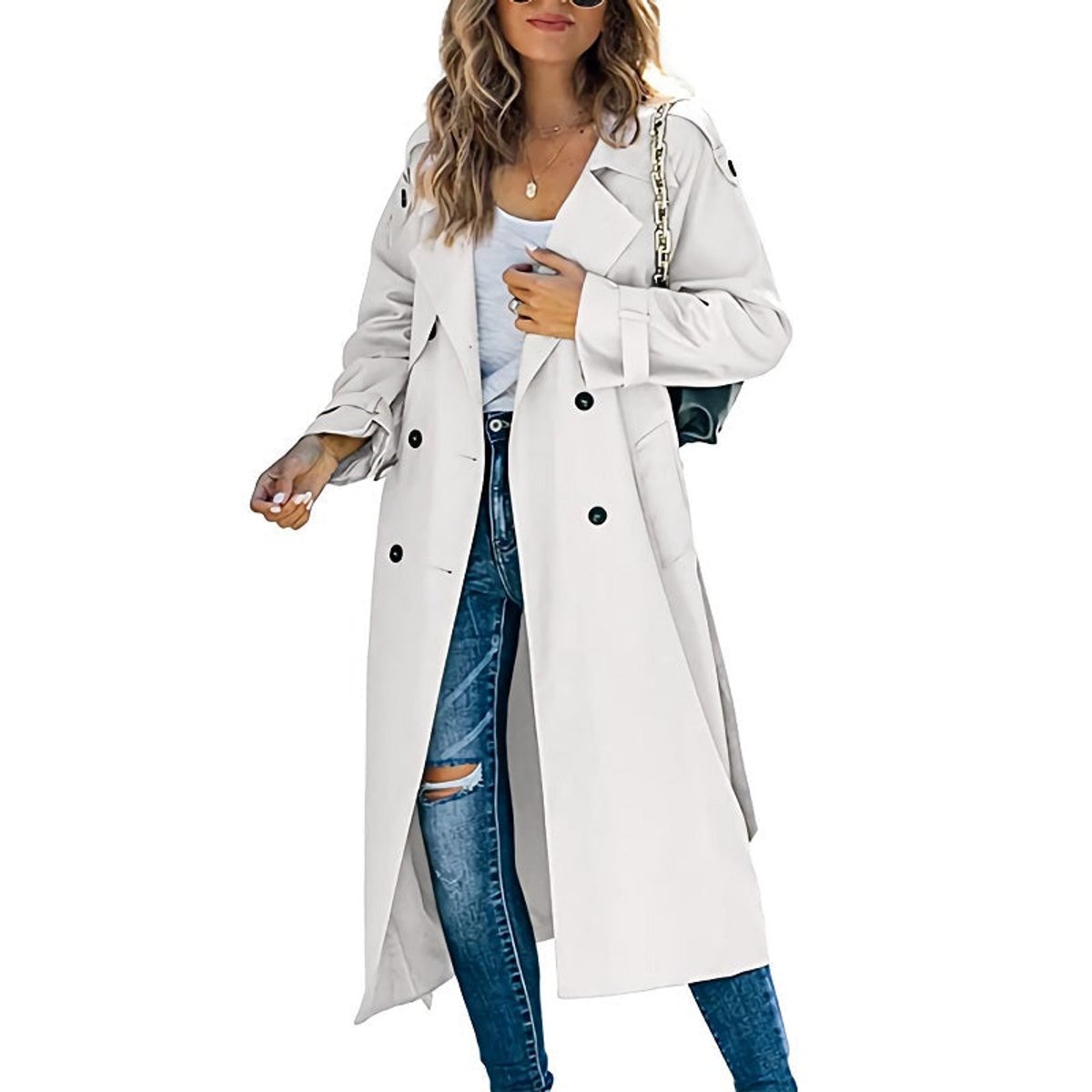 Marigold | Long Double-Breasted Belted Trench Coat