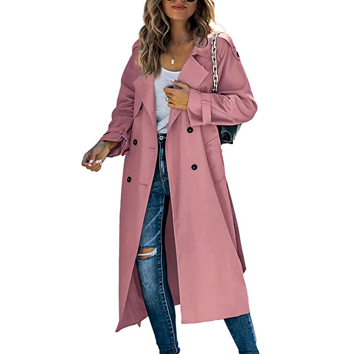 Marigold | Long Double-Breasted Belted Trench Coat