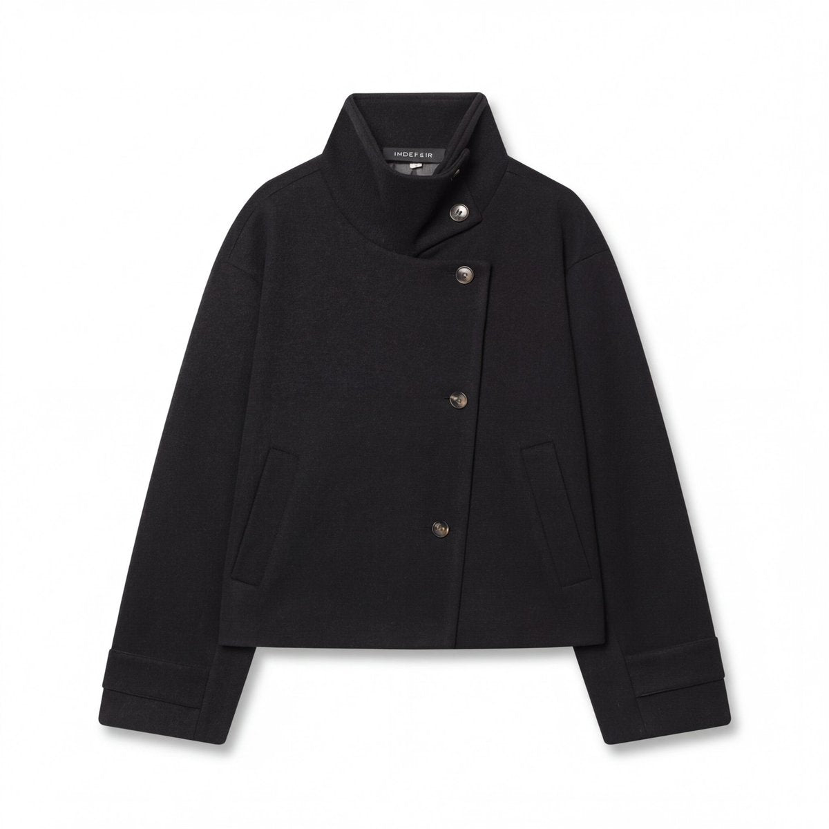 Lucinda | Wool Stand Collar Asymmetric Button Winter Coat
