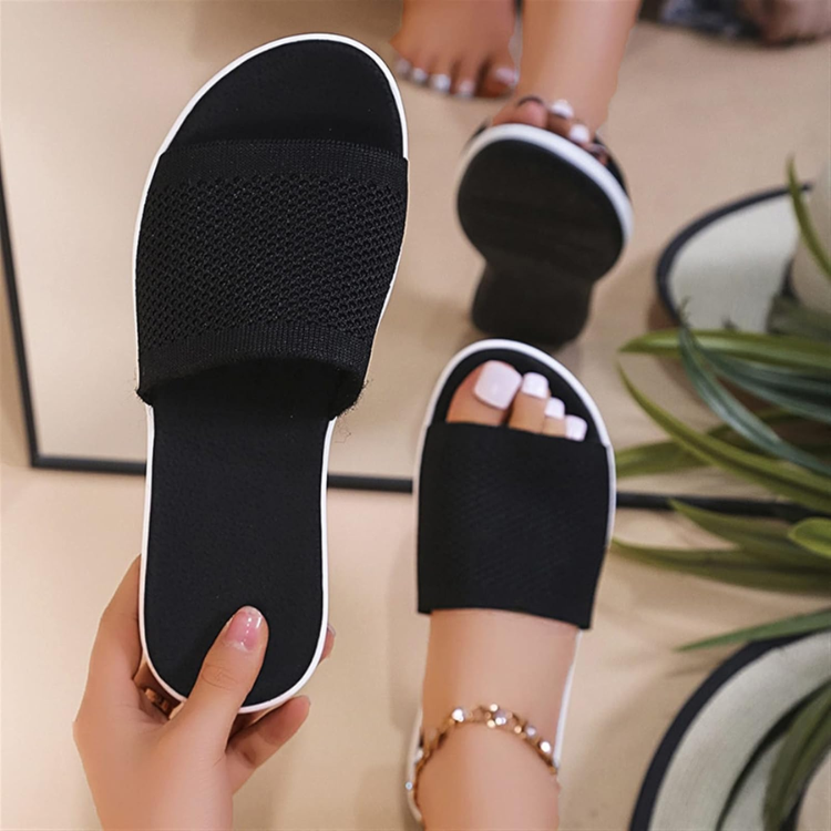 Women's Comfortable Slide Sandals with Mesh Strap and Cushioned Wedge Sole