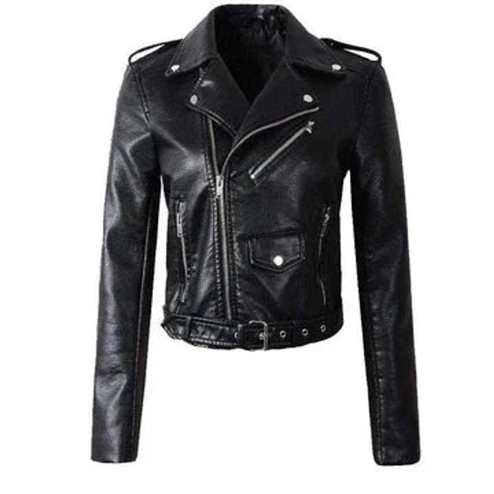 Adelaide | Cropped Biker Zip-Up Leather Jacket