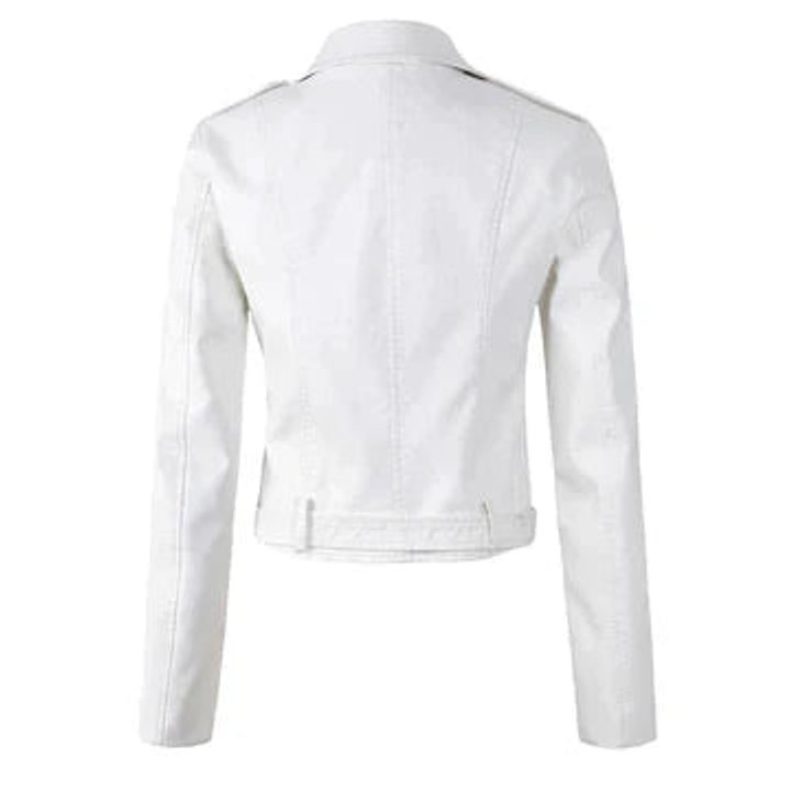Adelaide | Cropped Biker Zip-Up Leather Jacket