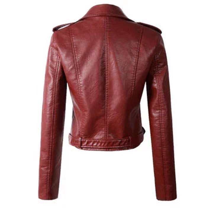 Adelaide | Cropped Biker Zip-Up Leather Jacket