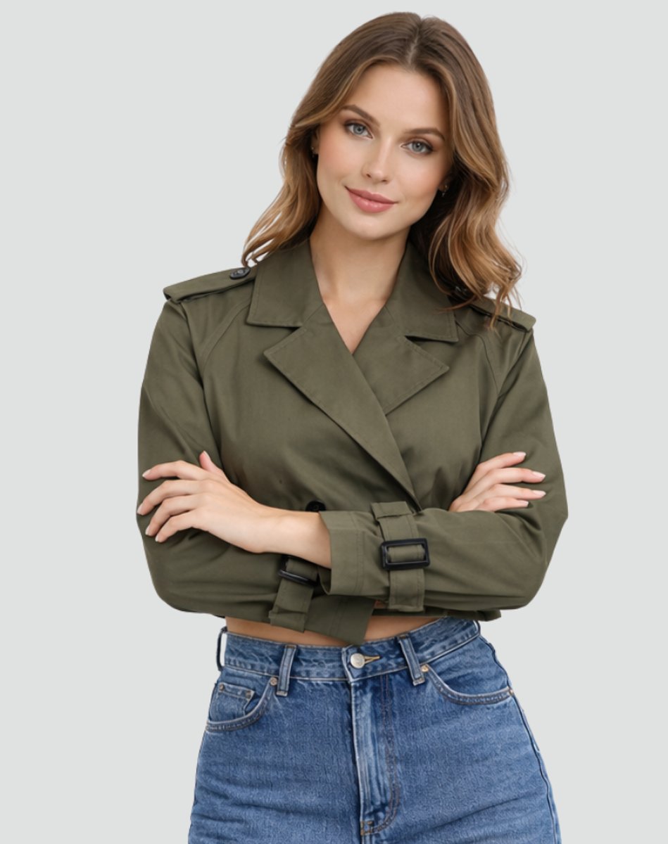 Imogen | Cropped Double-Breasted Belted Trench Coat