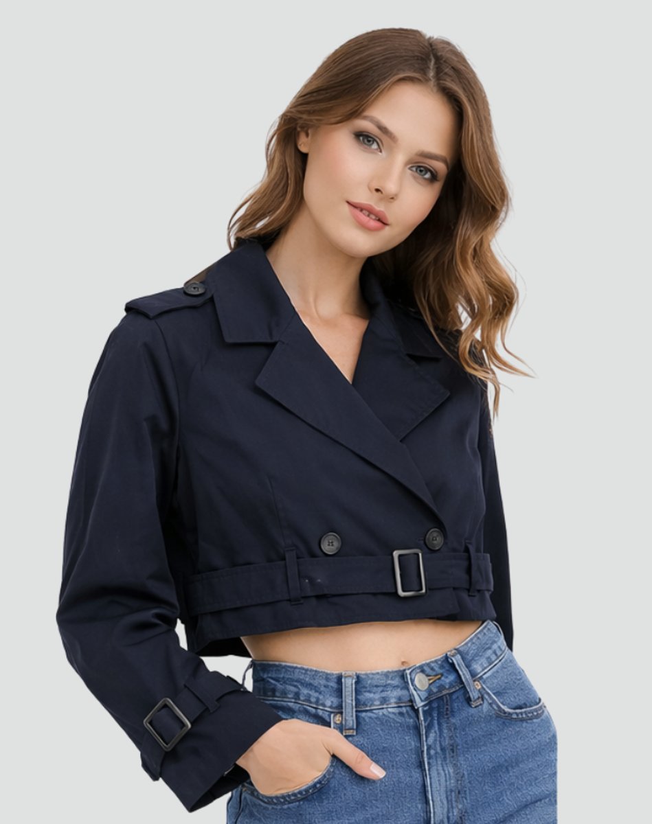 Imogen | Cropped Double-Breasted Belted Trench Coat