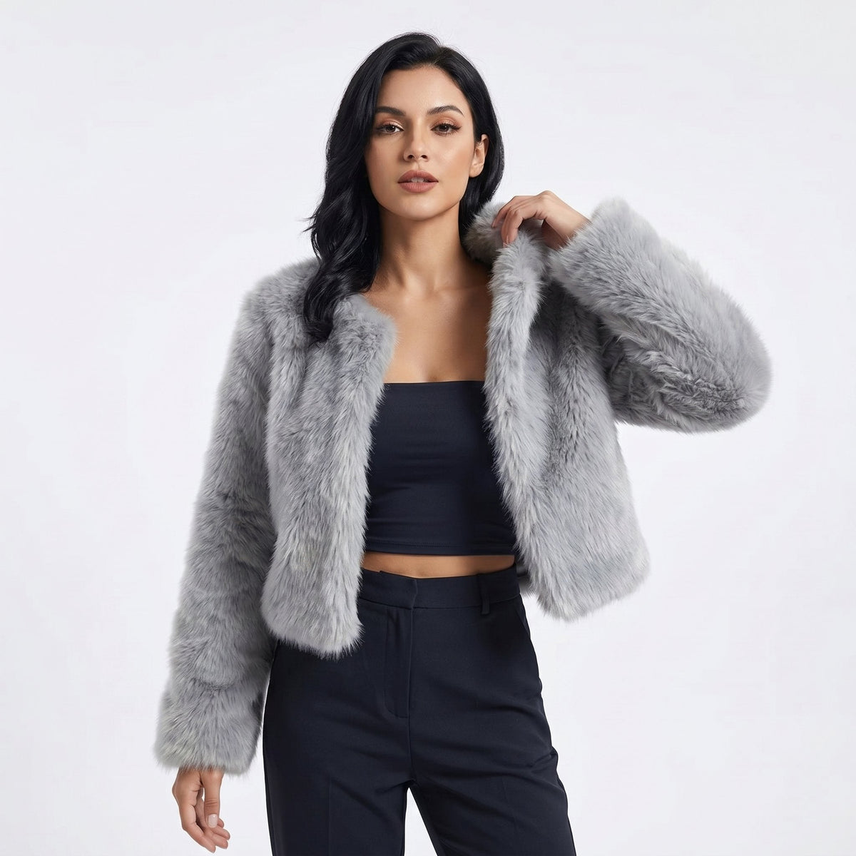 Lorna | Cropped Short Faux Fur Coat