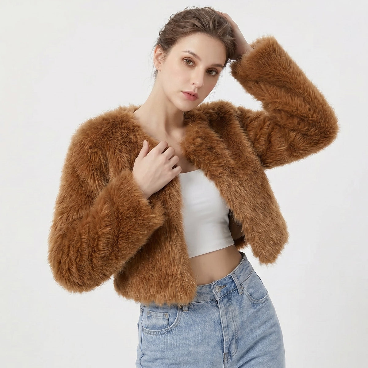 Lorna | Cropped Short Faux Fur Coat