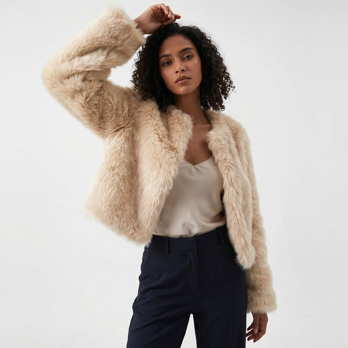 Lorna | Cropped Short Faux Fur Coat