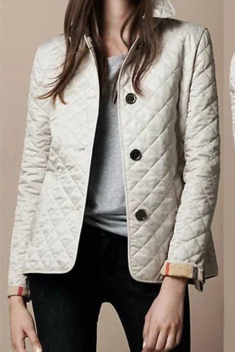Daisy | Diamond-Quilted Button-Through Tailored Quilted Jacket