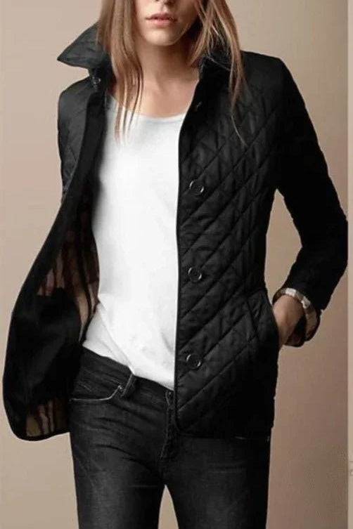 Daisy | Diamond-Quilted Button-Through Tailored Quilted Jacket