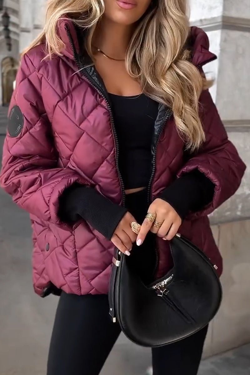Phoebe | Diamond Quilted Zip-Up Hooded Puffer Jacket