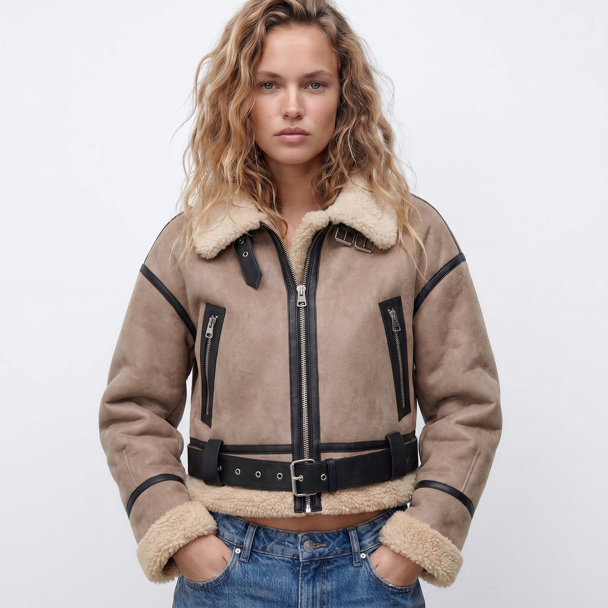 Thea | Double-Sided Bomber Shearling Jacket