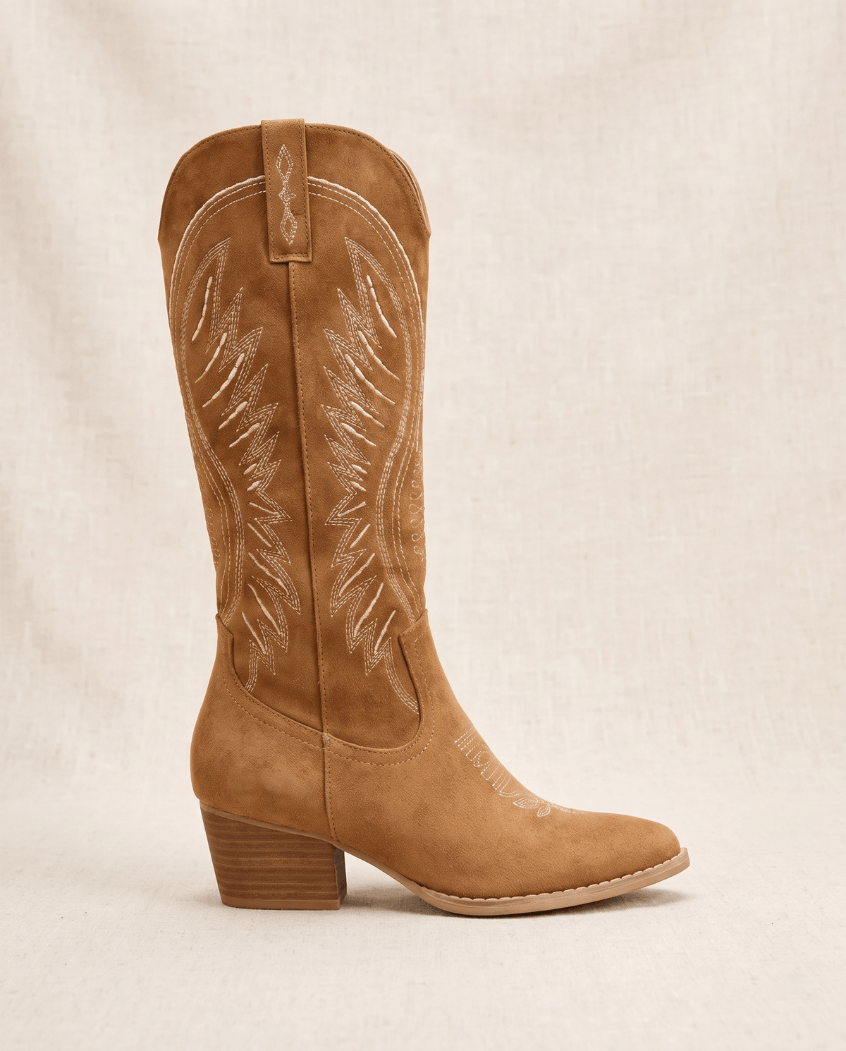 Embroidered Western Boots – Mid-Calf, Pointed-Toe, Inside Zip & Stacked Heel | Juniper