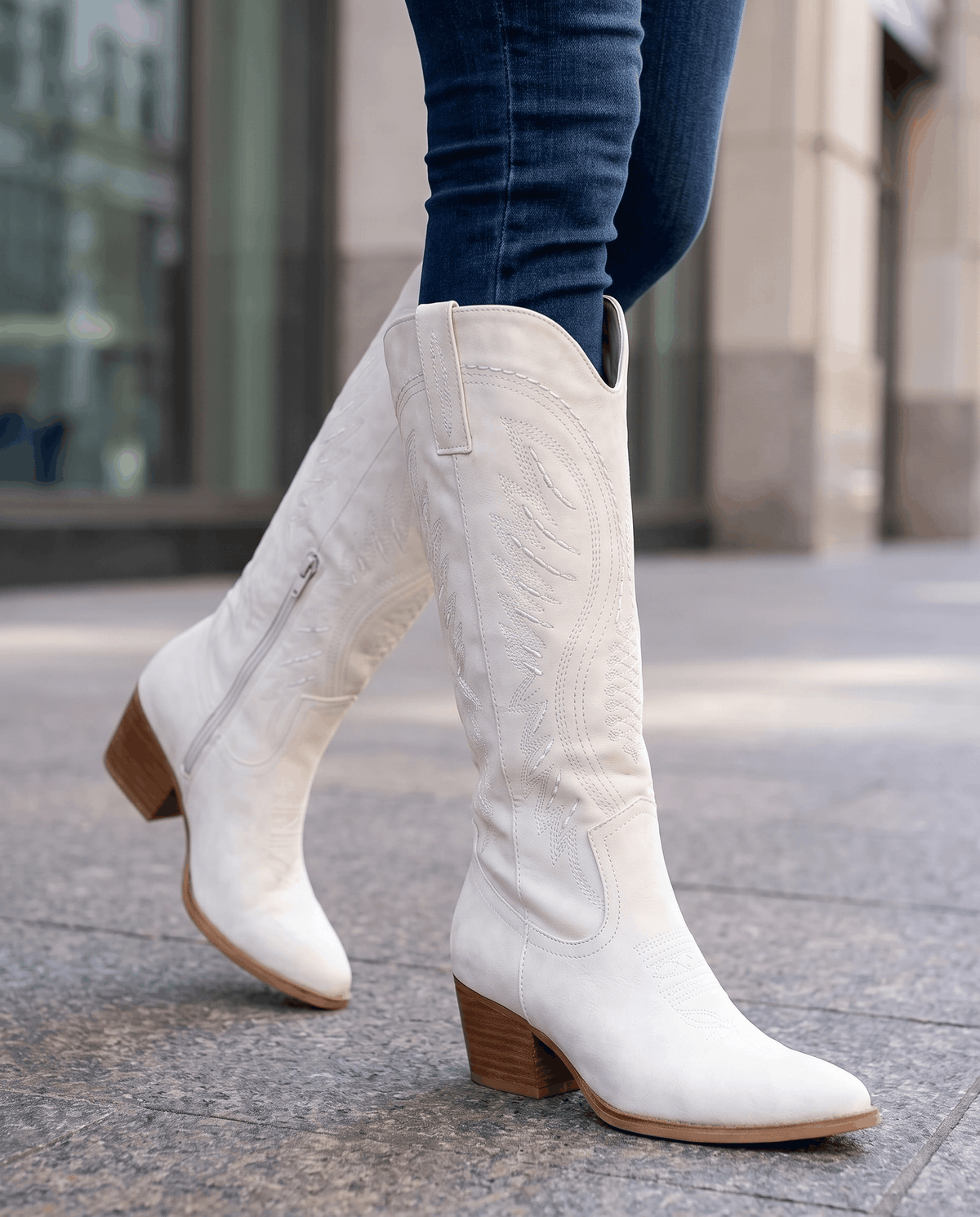 Embroidered Western Boots – Mid-Calf, Pointed-Toe, Inside Zip & Stacked Heel | Juniper