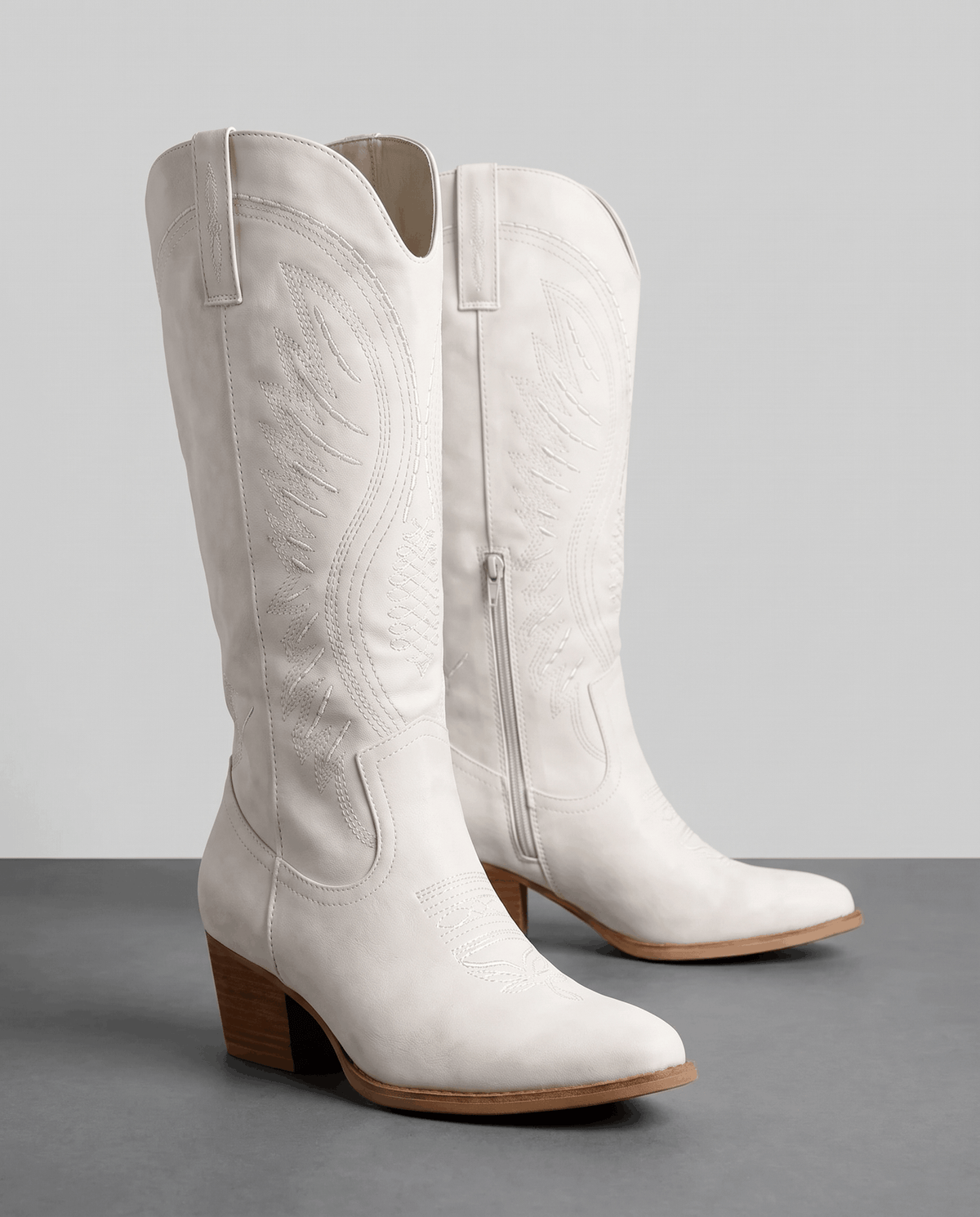 Embroidered Western Boots – Mid-Calf, Pointed-Toe, Inside Zip & Stacked Heel | Juniper