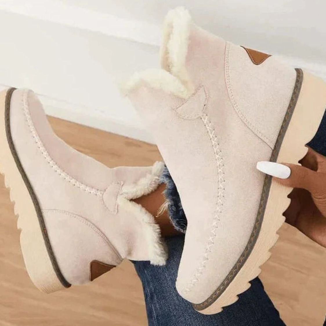 Emma | Women's Faux-Fur Lined Slip-On Warm Winter Ankle Boots