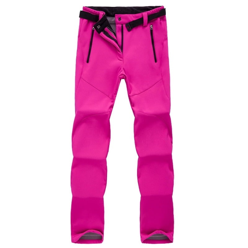Women's Fleece Lined Softshell Hiking Pants with Water Resistant Straight Leg