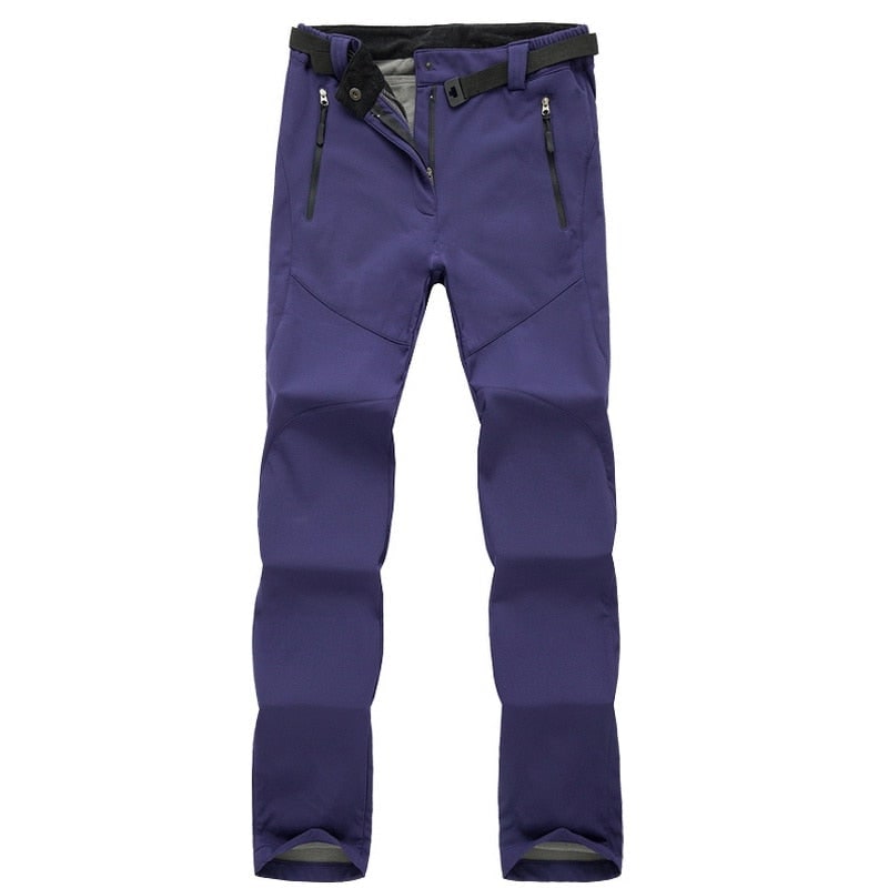 Women's Fleece Lined Softshell Hiking Pants with Water Resistant Straight Leg