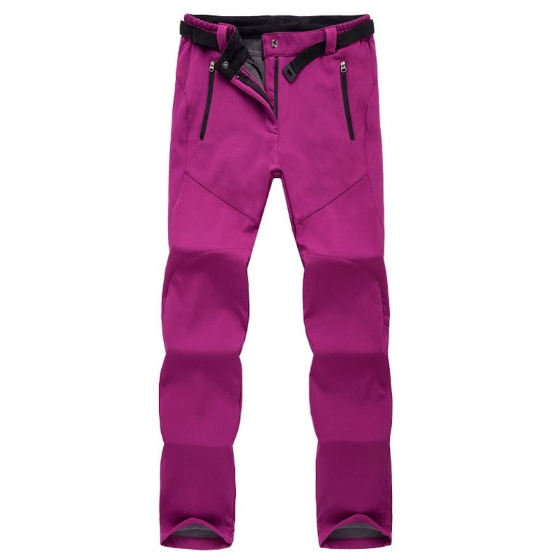 Women's Fleece Lined Softshell Hiking Pants with Water Resistant Straight Leg