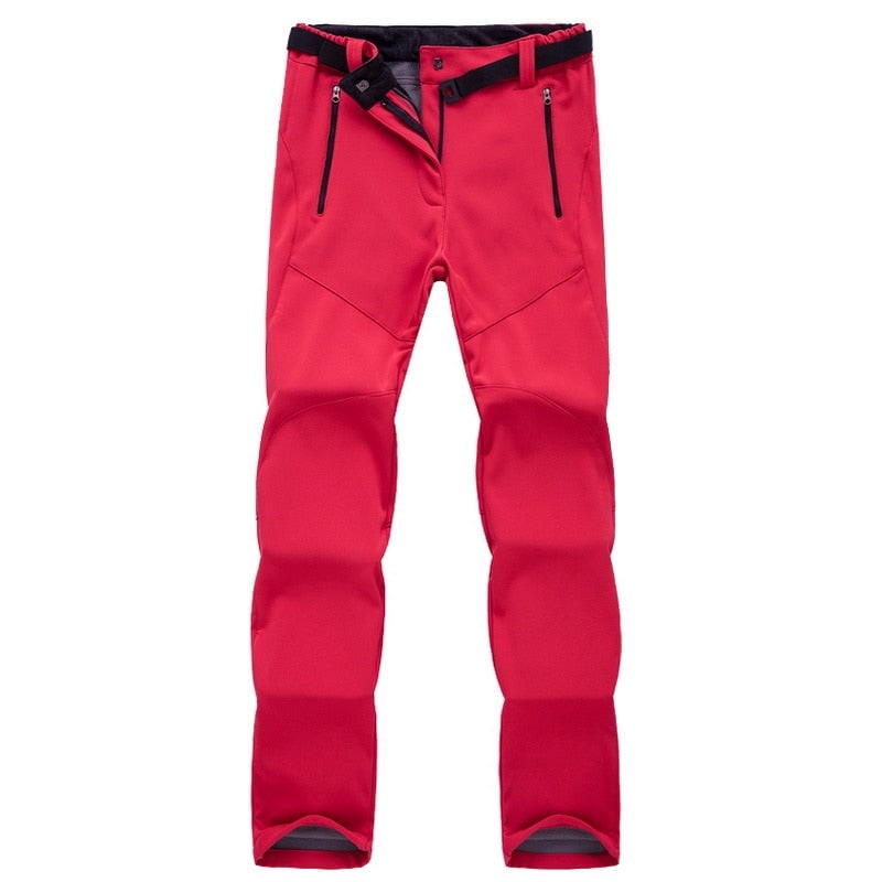 Women's Fleece Lined Softshell Hiking Pants with Water Resistant Straight Leg