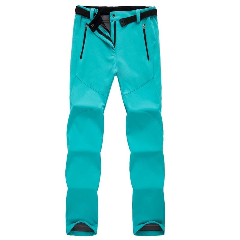 Women's Fleece Lined Softshell Hiking Pants with Water Resistant Straight Leg