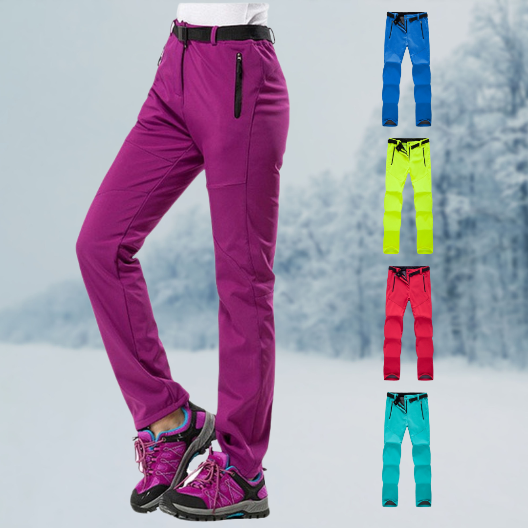 Women's Fleece Lined Softshell Hiking Pants with Water Resistant Straight Leg