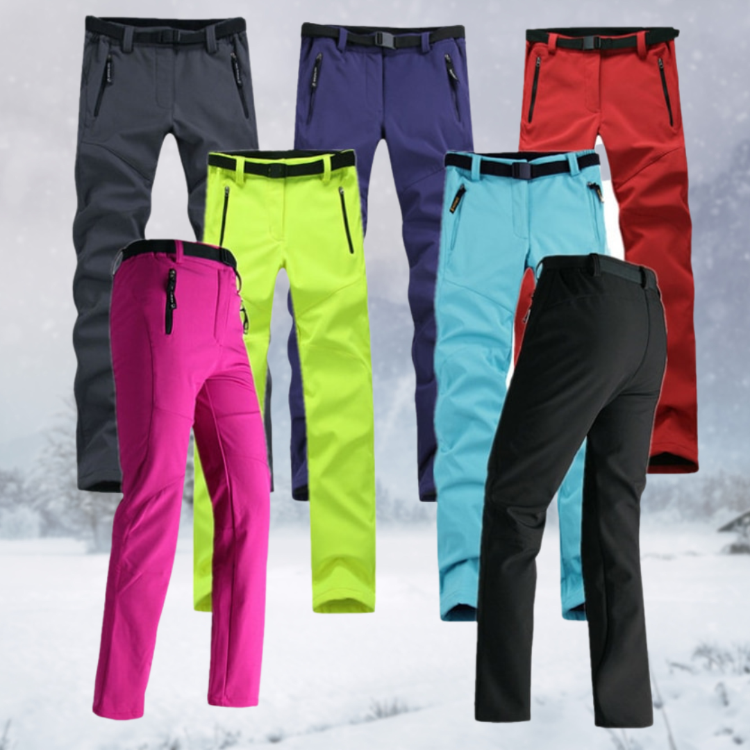 Women's Fleece Lined Softshell Hiking Pants with Water Resistant Straight Leg