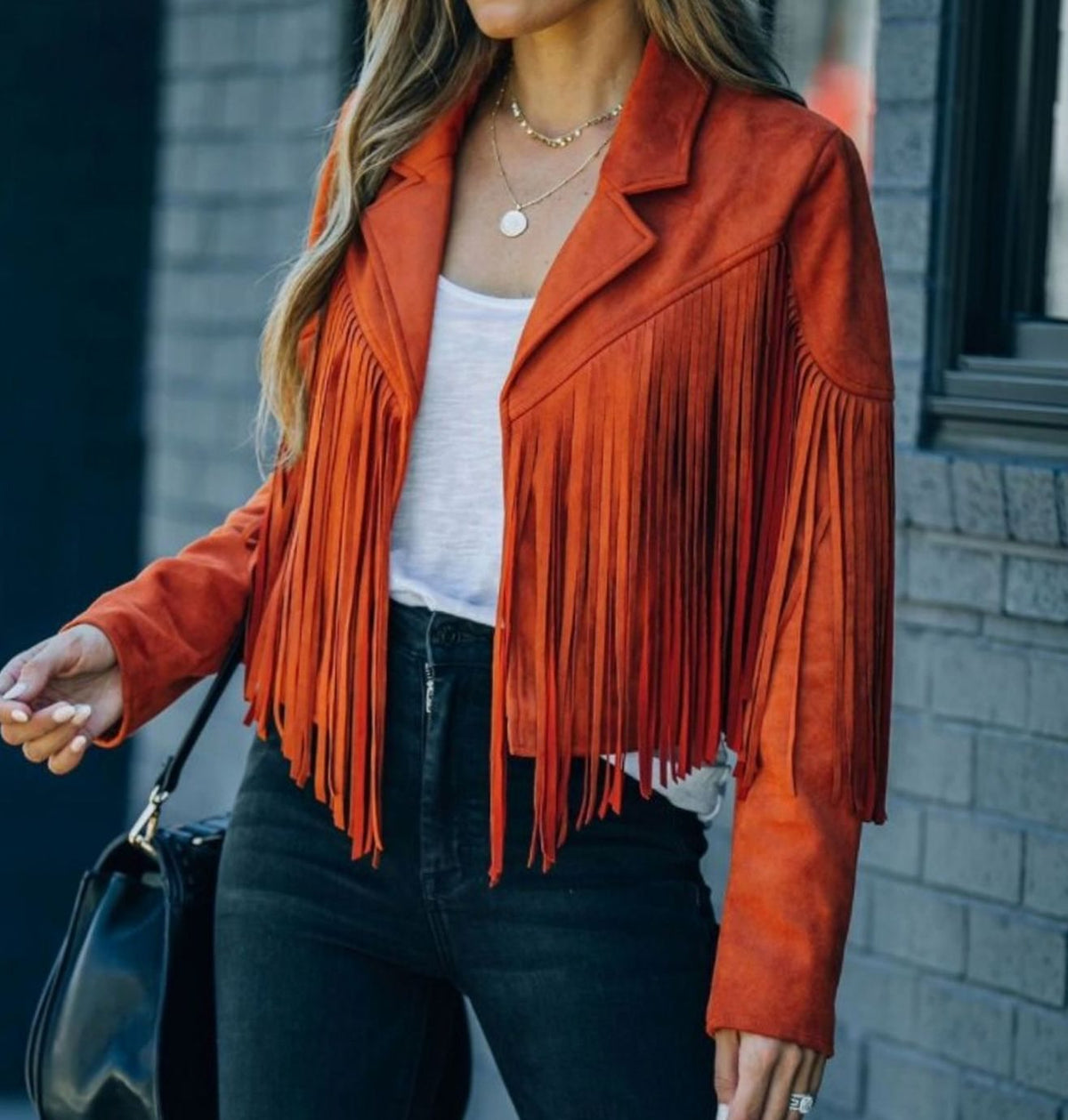 Primrose | Fringed Suede Cropped Moto Leather Jacket