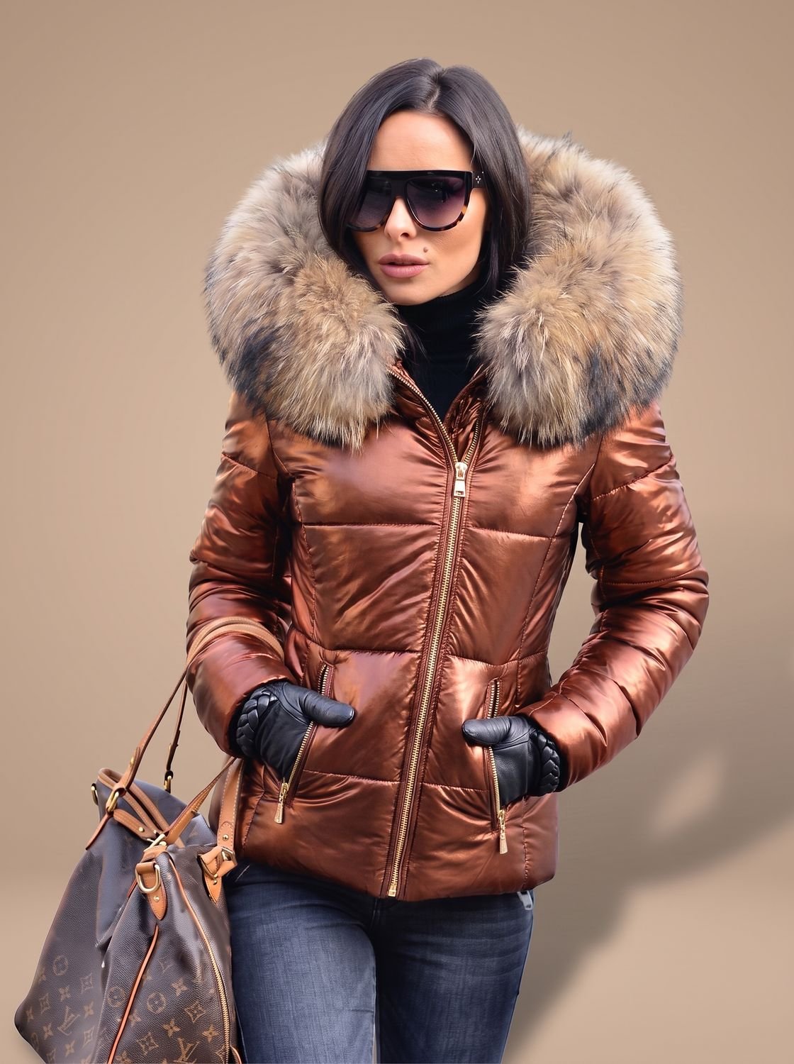 Viveka | Fitted Faux Fur Hood Puffer Coat