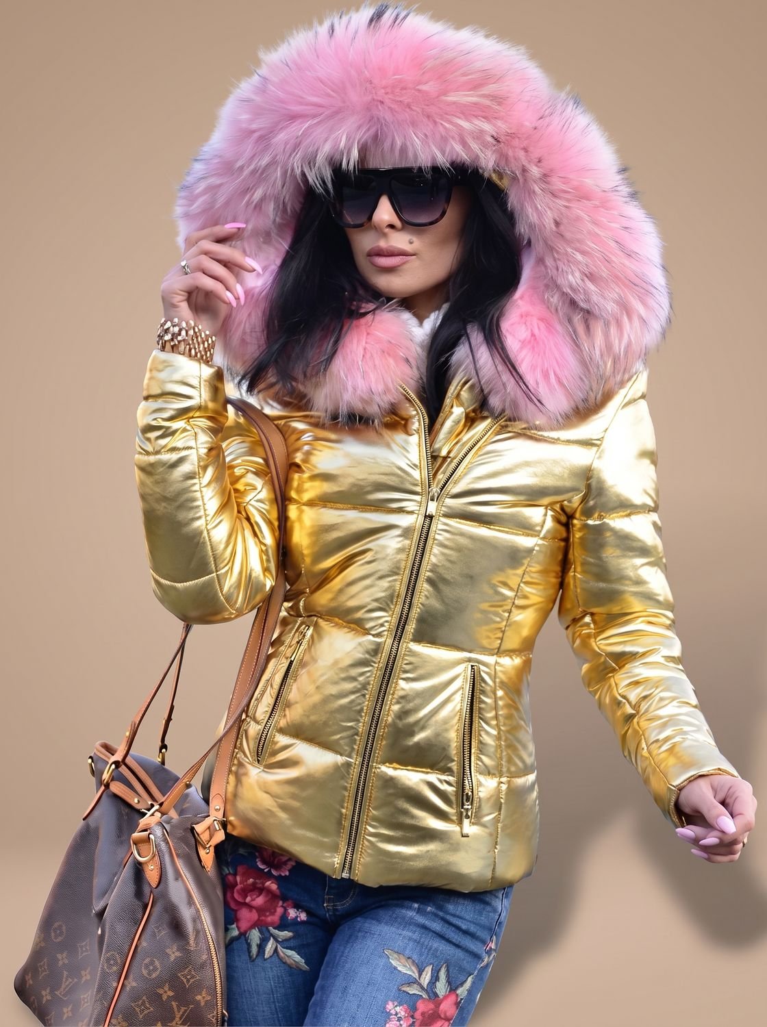 Viveka | Fitted Faux Fur Hood Puffer Coat