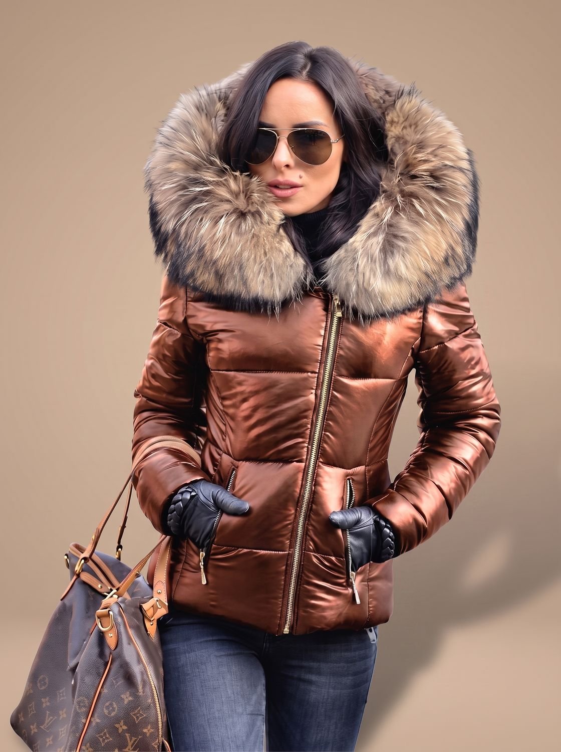 Viveka | Fitted Faux Fur Hood Puffer Coat