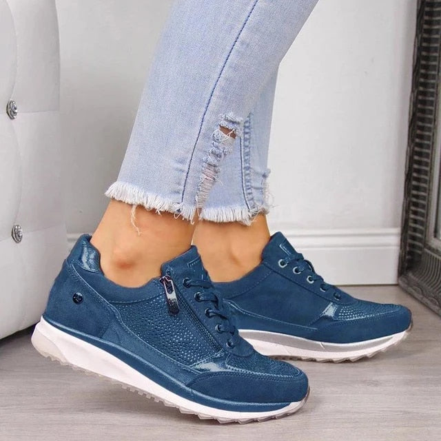 Women’s Lace-Up Sneakers with Side Zipper