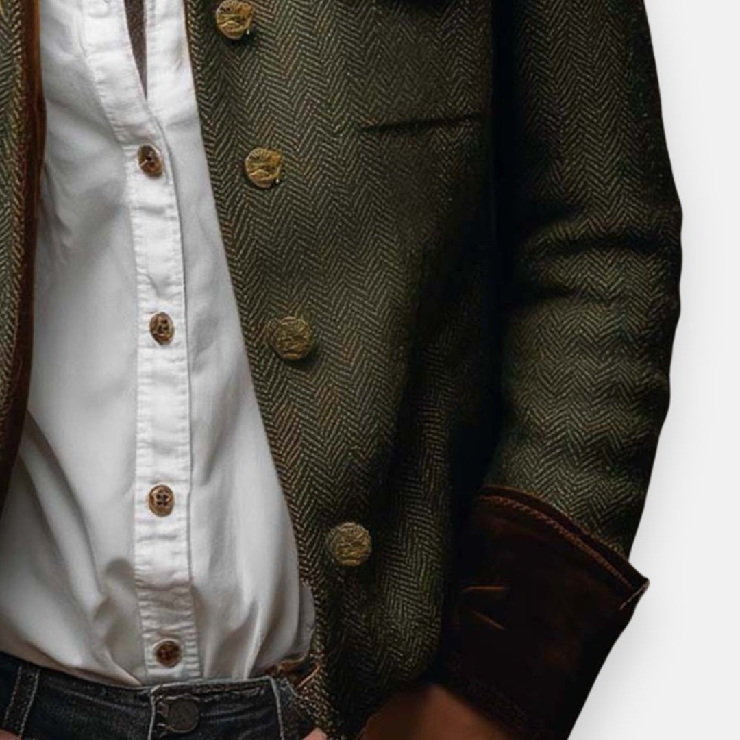 Vivienne | Herringbone Structured Button-Front Blazer